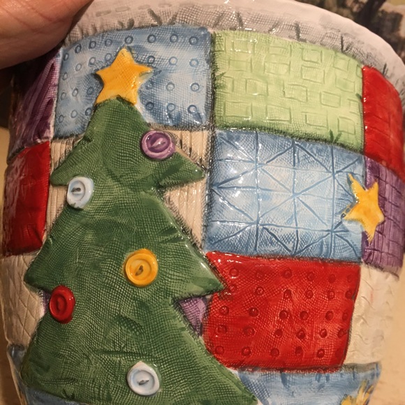 Christmas Patchwork Quilt Cookie Jar - Picture 7 of 12